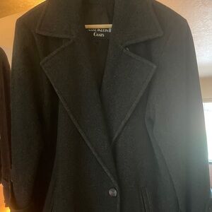 Vintage Anne Klein Black Wool Pea Coat